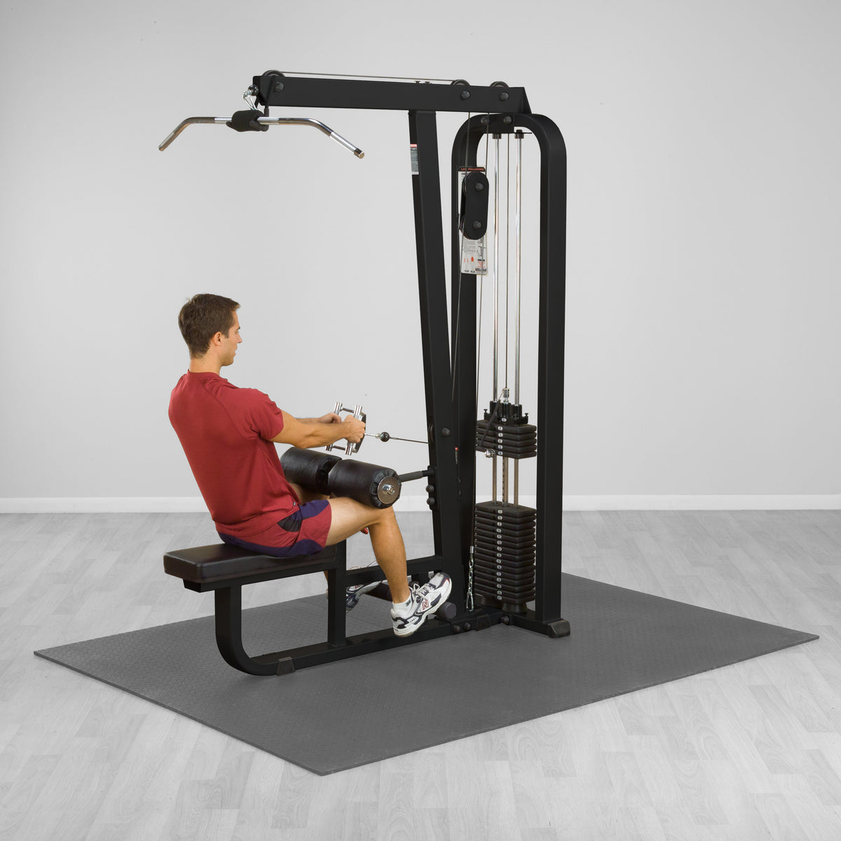 Body-Solid SLM300B lat machine and mid row, black frame, seated row