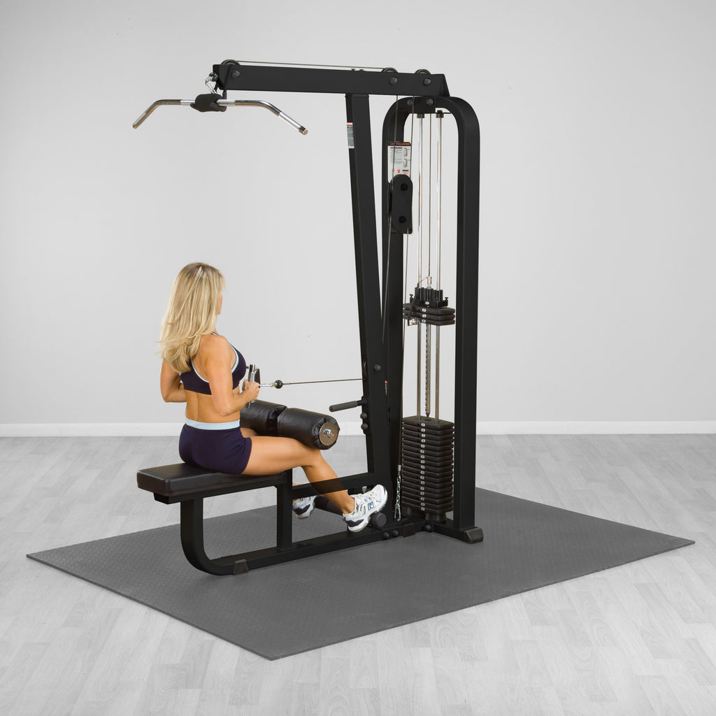 Body-Solid SLM300B lat machine and mid row, black frame, seated row