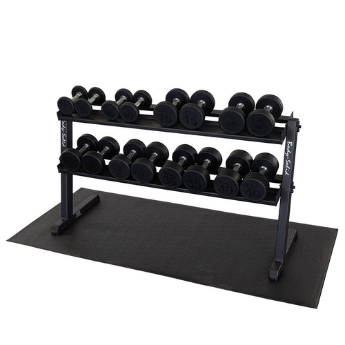 Body-Solid GDR60B holding dumbbells