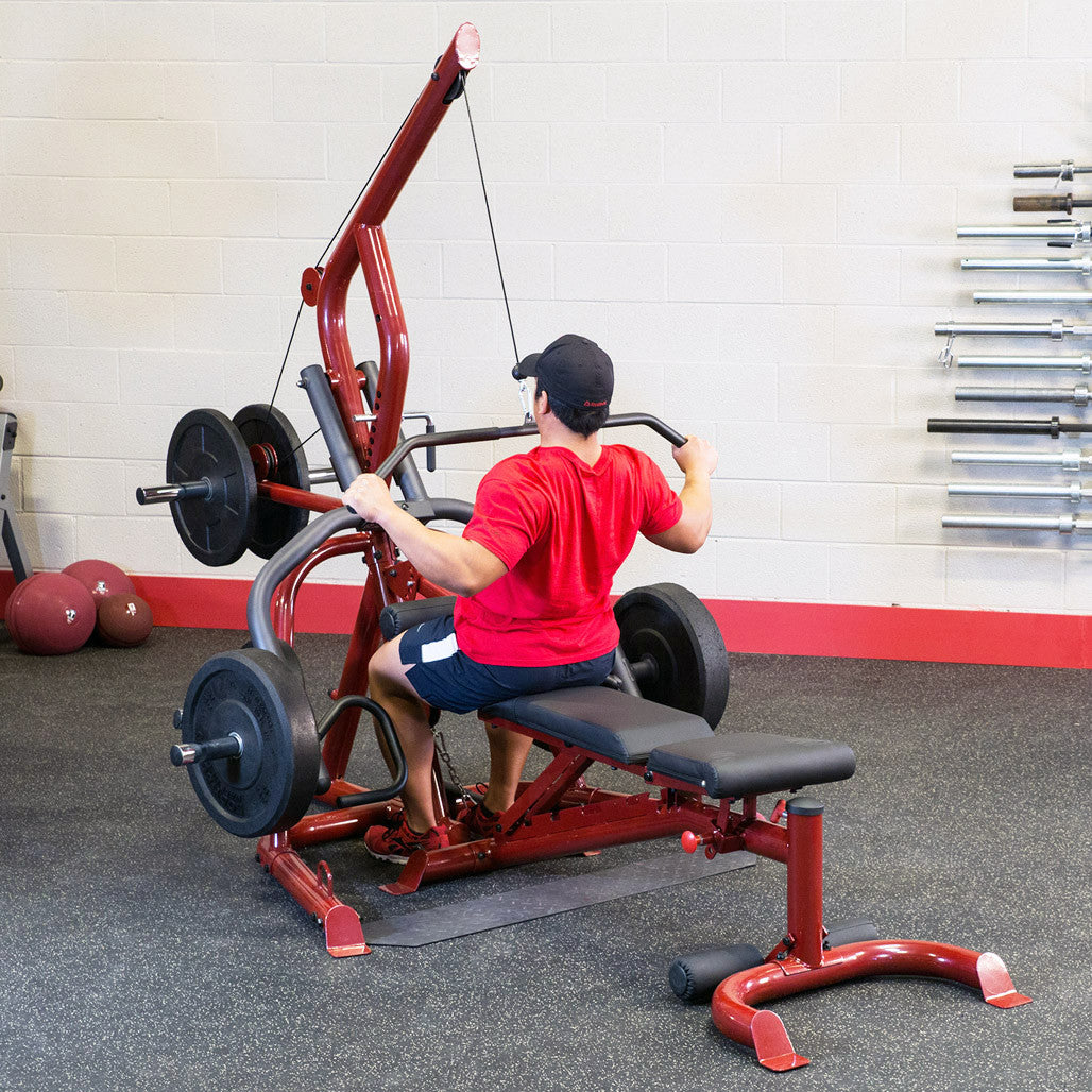 Body-Solid GLGS100 Corner Leverage Gym with bench, pulldown station