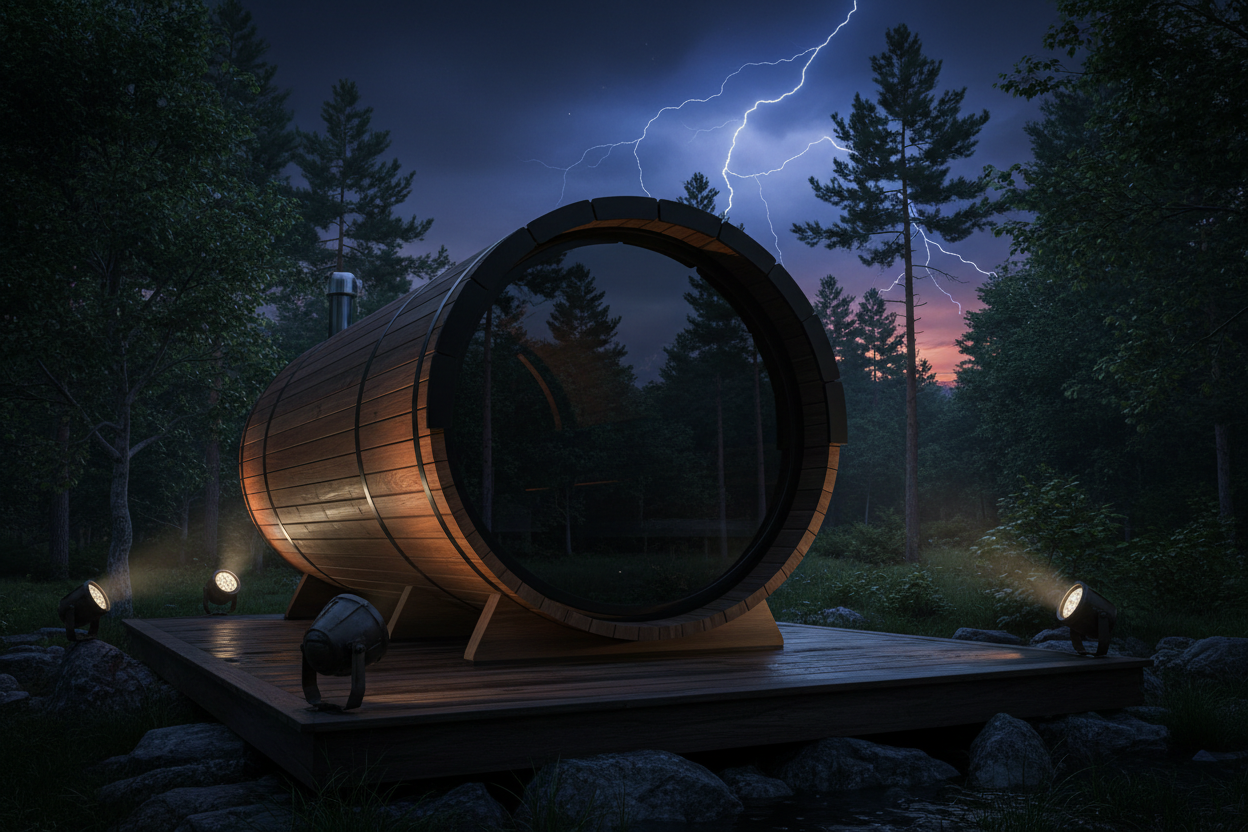 CedarWorks 4-Person Outdoor Barrel Sauna — Electric Heater